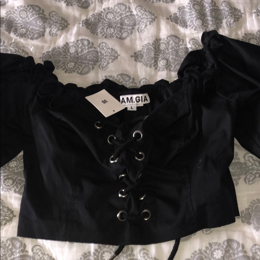 I AM GIA Black off the shoulder top